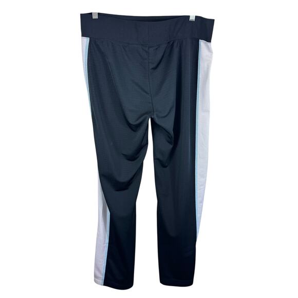 Nike Mesh Black White Blue Stripe Straight Leg Drawstring Athletic Pants Size L - Picture 2 of 7